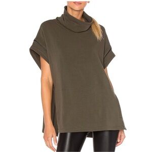 Alala Storm Dolman-Sleeve Funnel-Neck Poncho Army Green Pullover Sweater size S